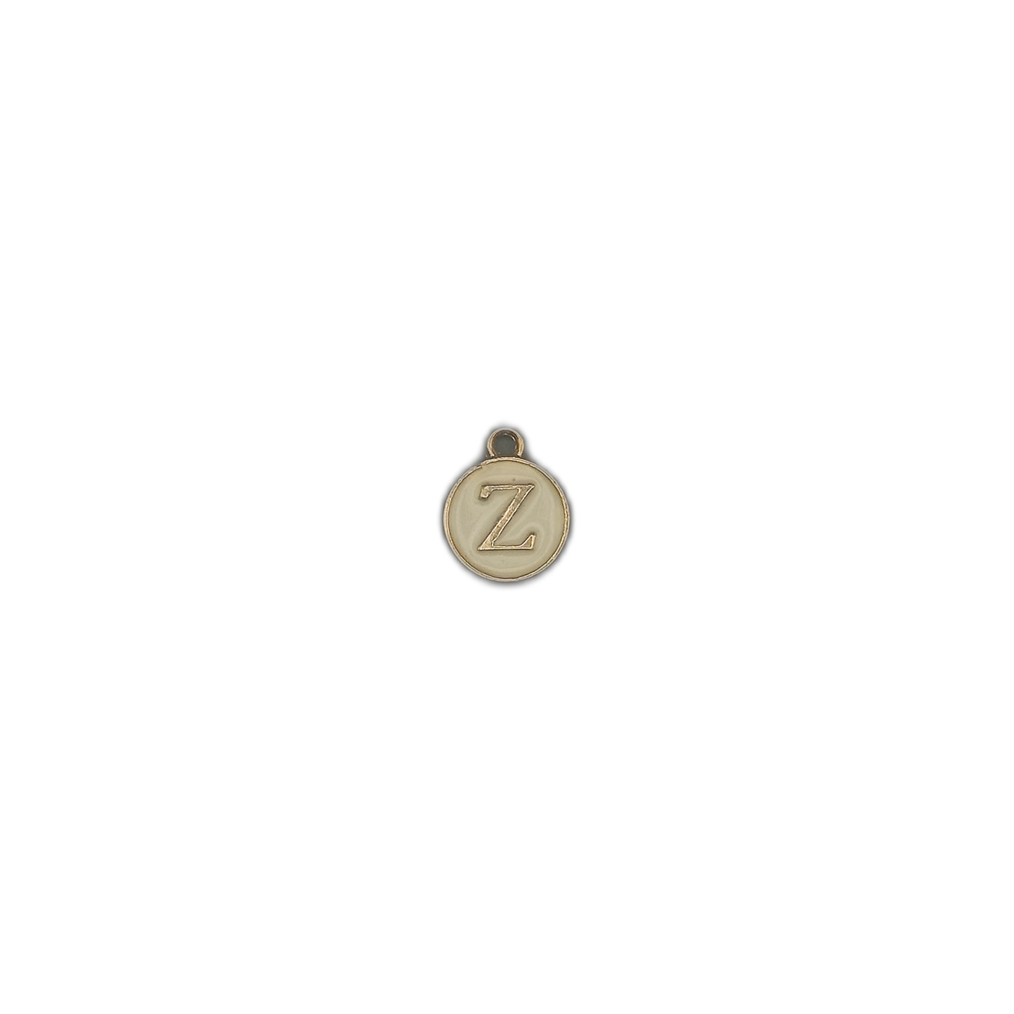 small round letter Z charm centered on black background