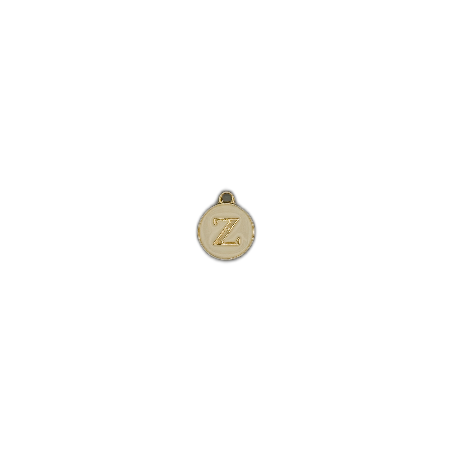 small round letter Z charm centered on black background