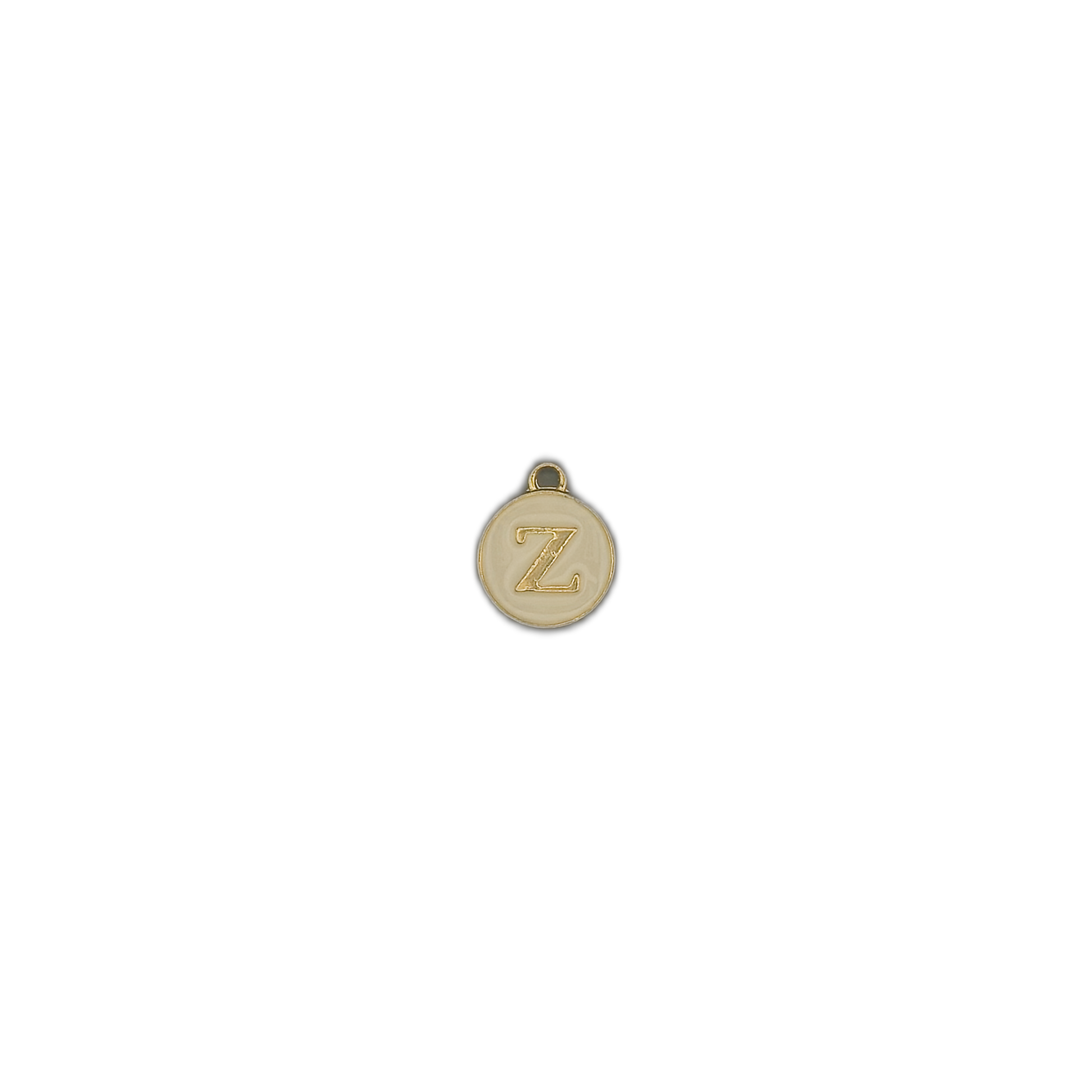 small round letter Z charm centered on black background