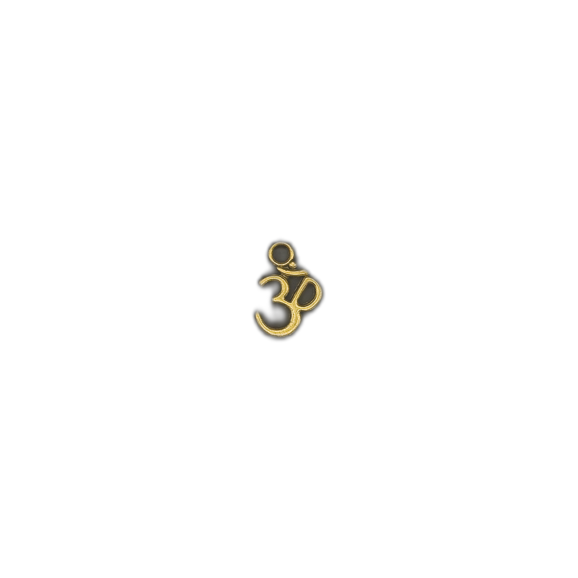 Small gold-tone Om symbol charm centered on a black background.
