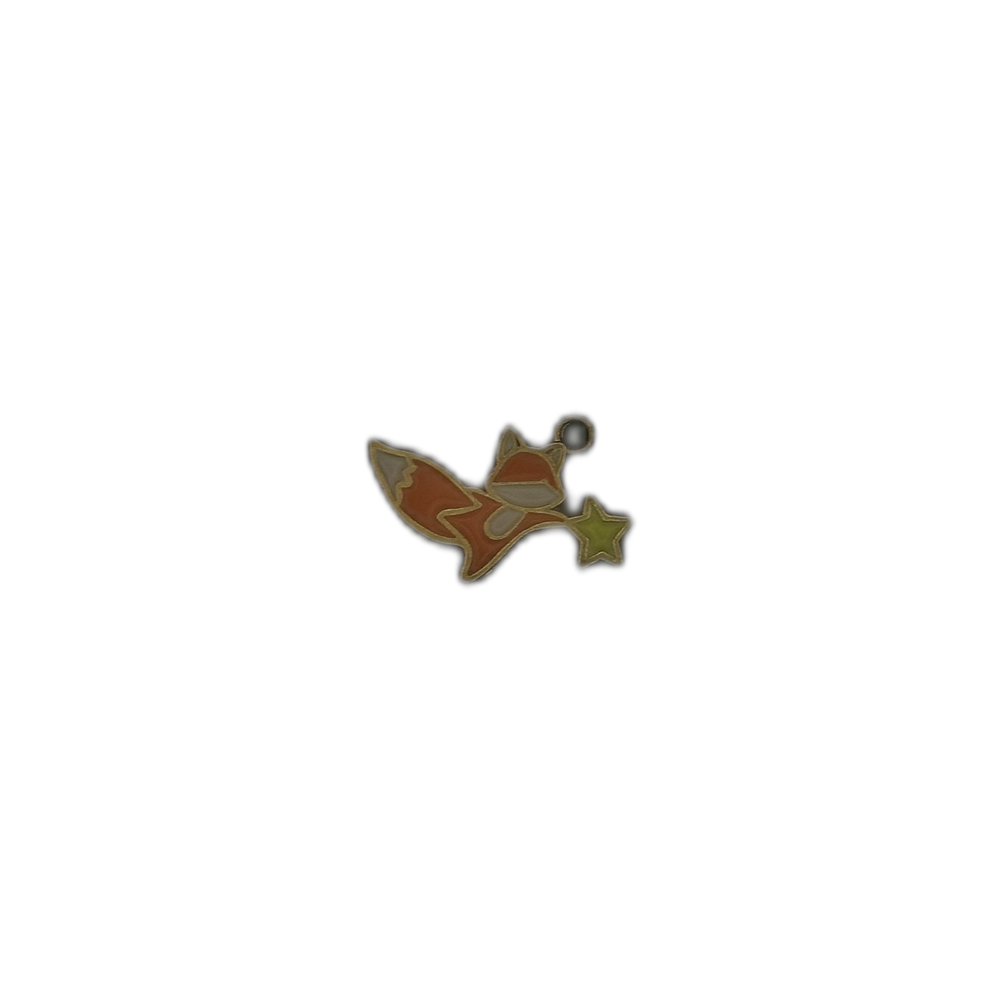 small fox and star charm centered on black background