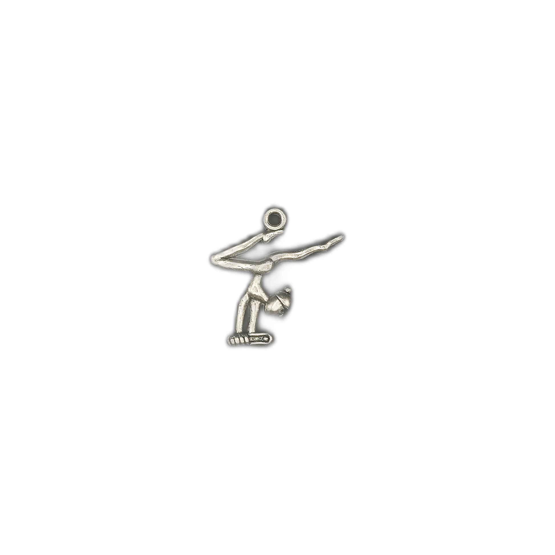 small silver-tone figure skater charm centered on black background