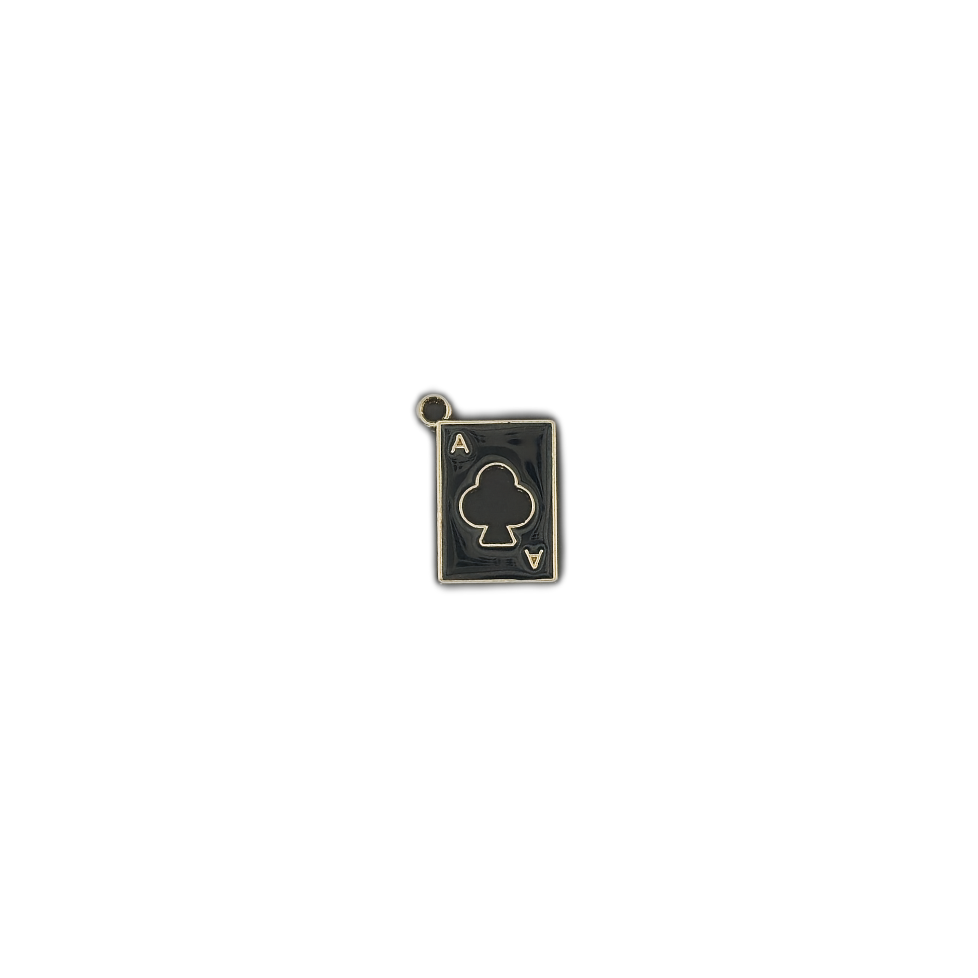 ace of clubs playing card charm on black background