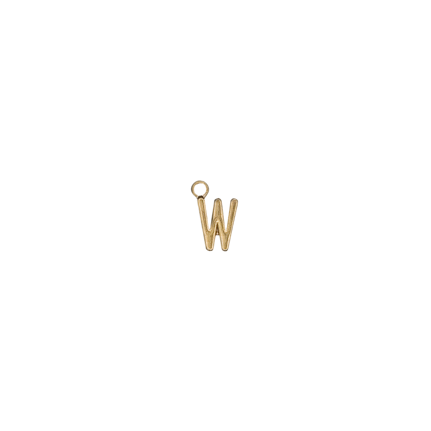gold-tone letter W charm on black background