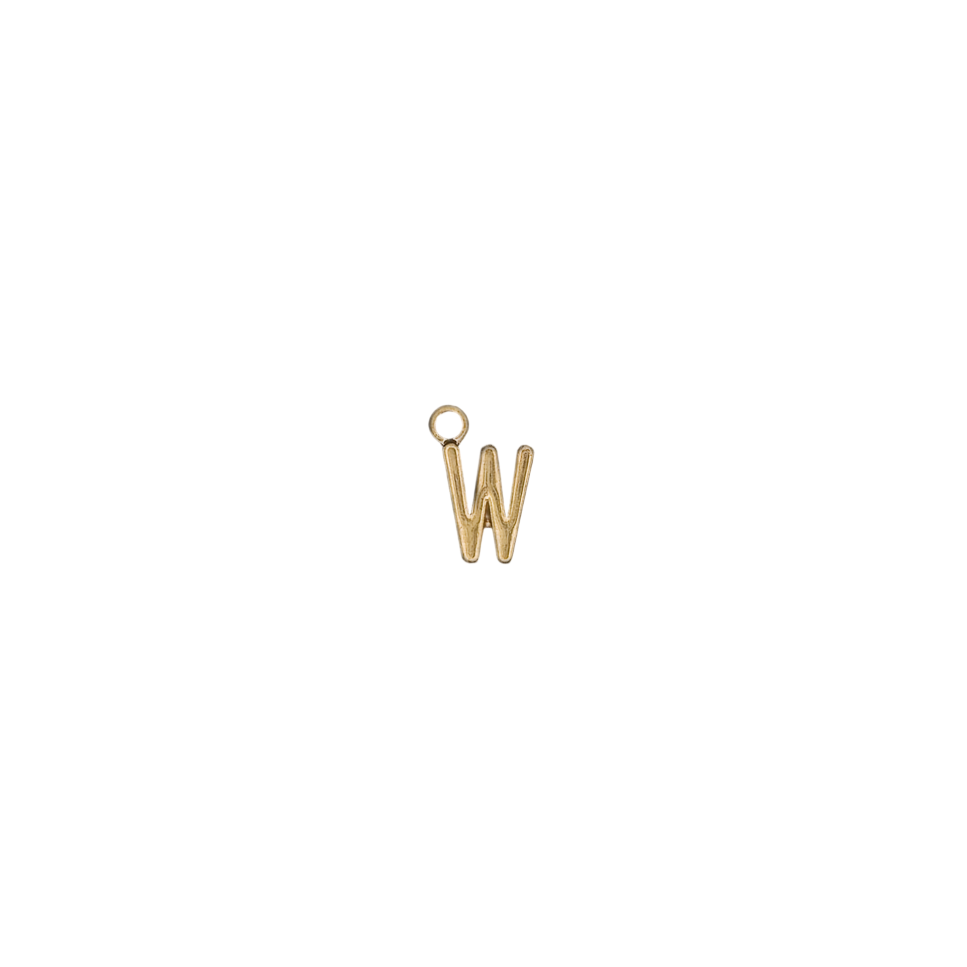 gold-tone letter W charm on black background