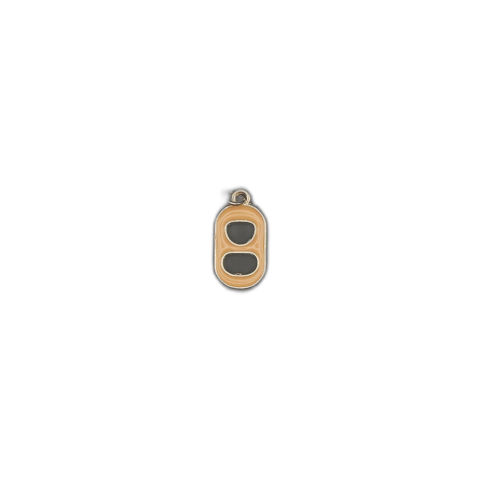 small soda can tab charm centered on a black background