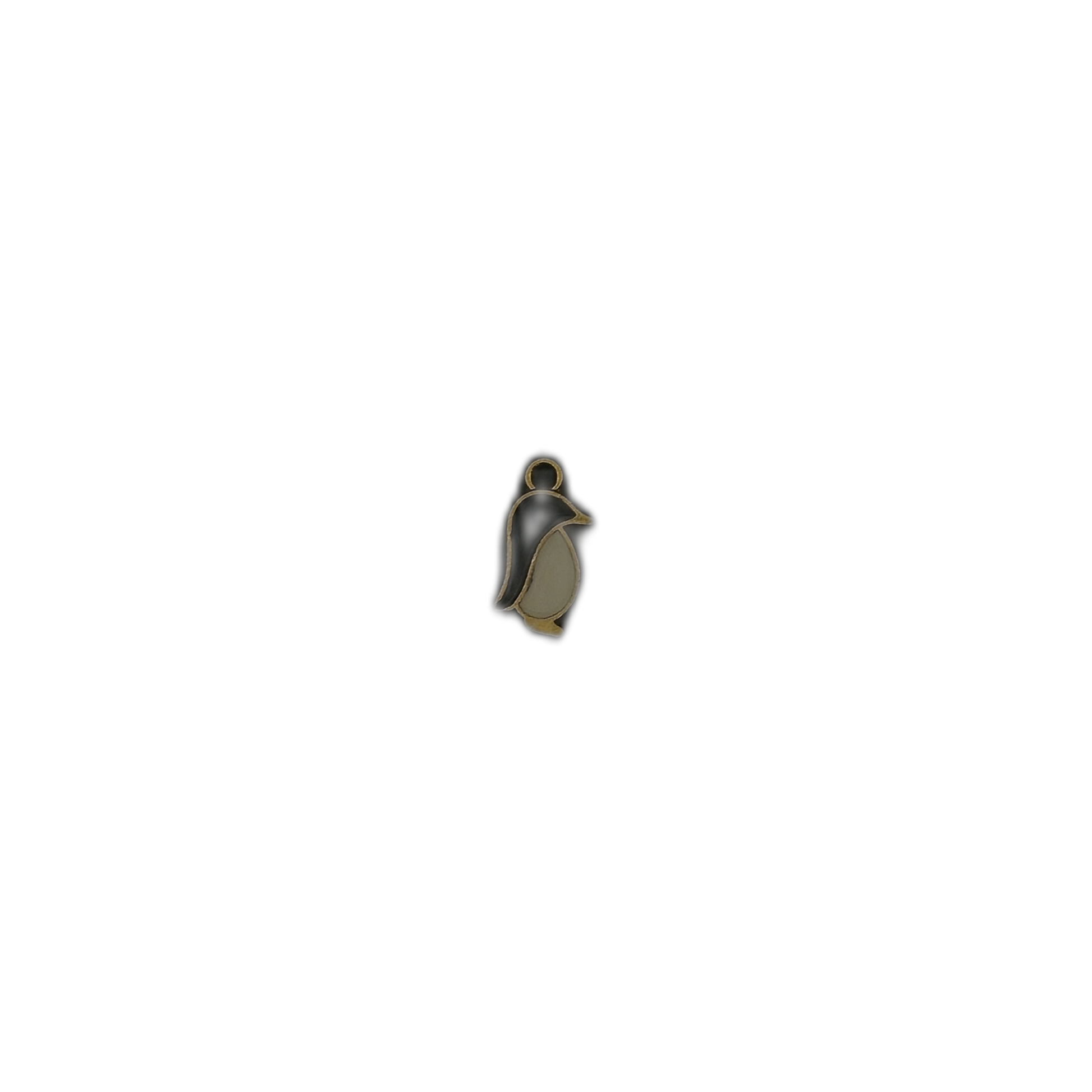 small penguin charm centered on a black background