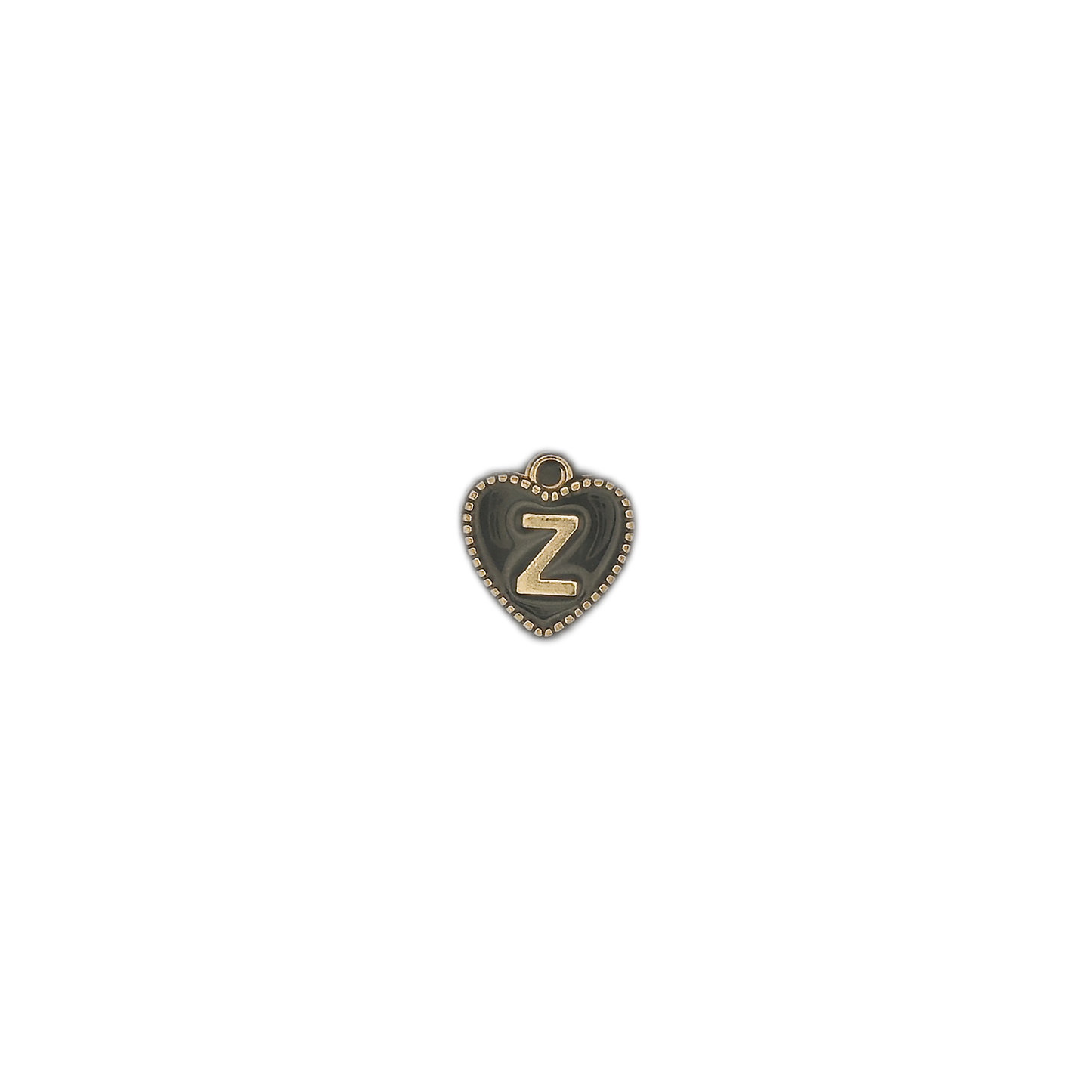 small heart letter Z charm on black background