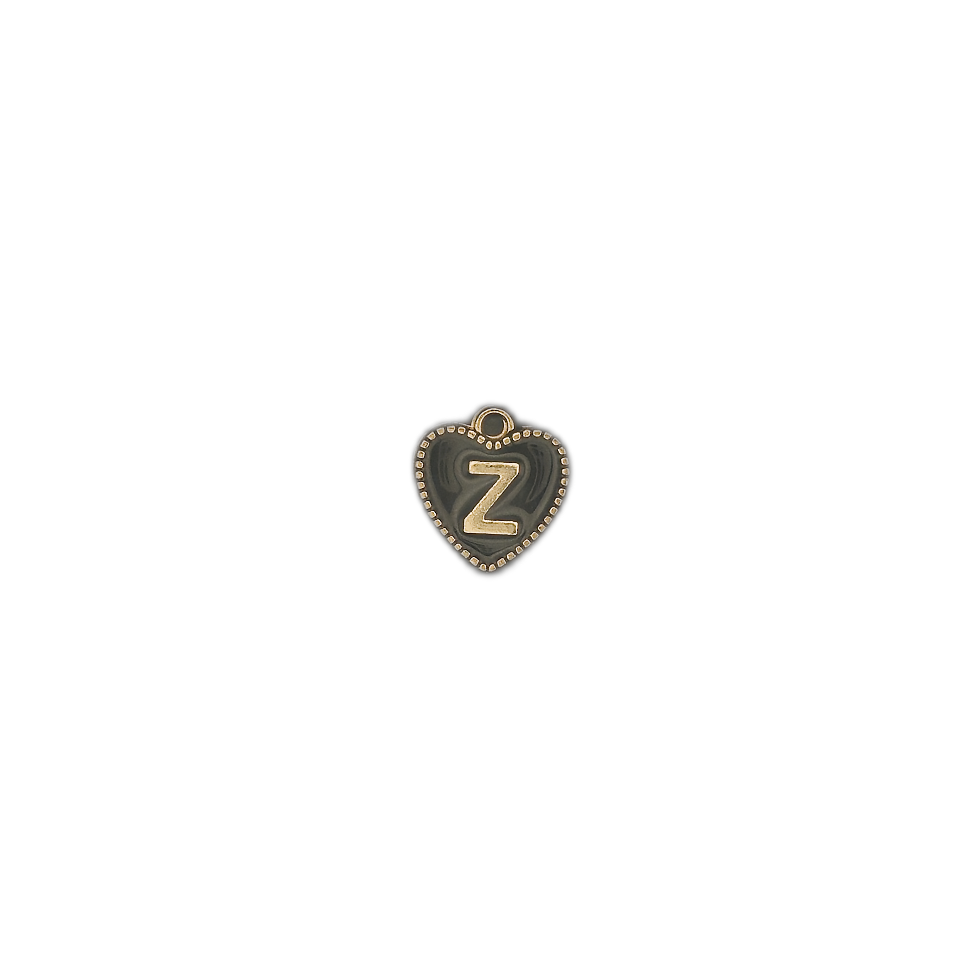 small heart letter Z charm on black background