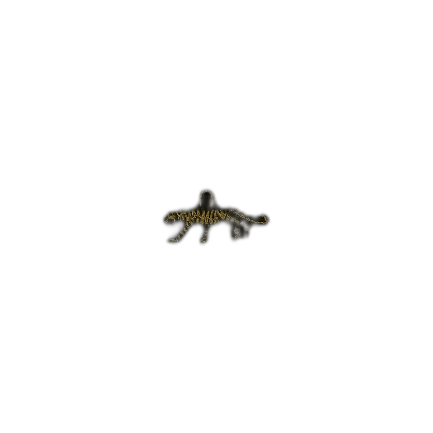 small gold tiger charm centered on a black background