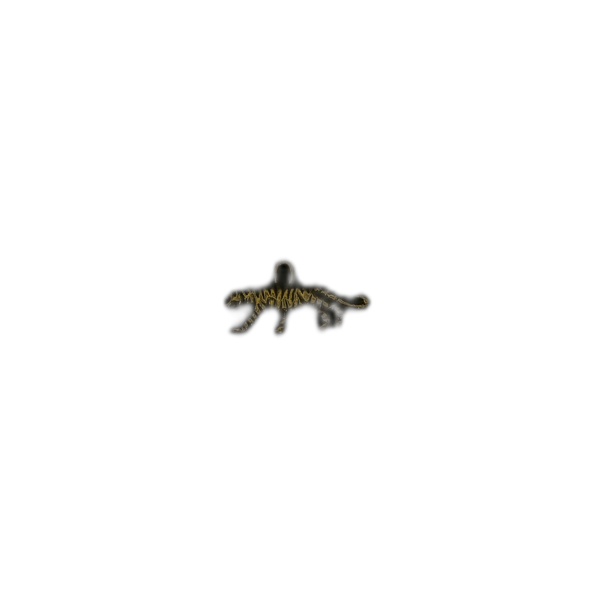 small gold tiger charm centered on a black background