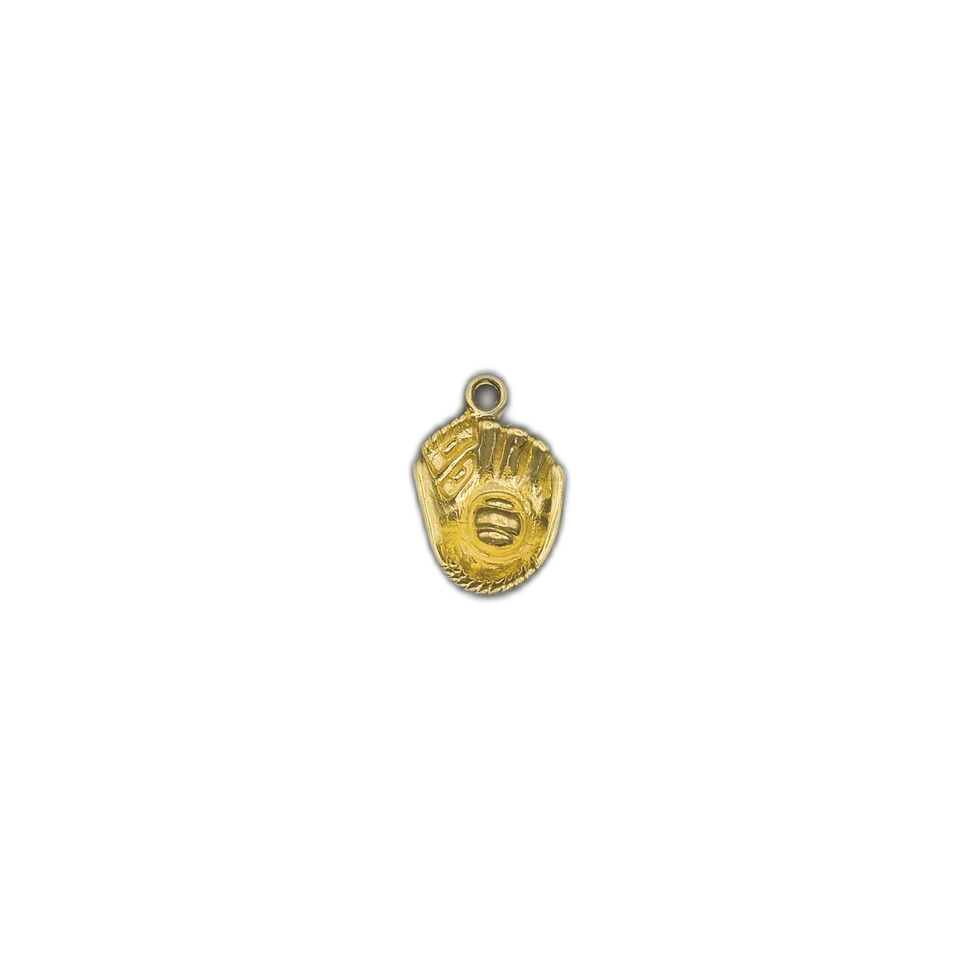 small gold baseball glove charm centered on black