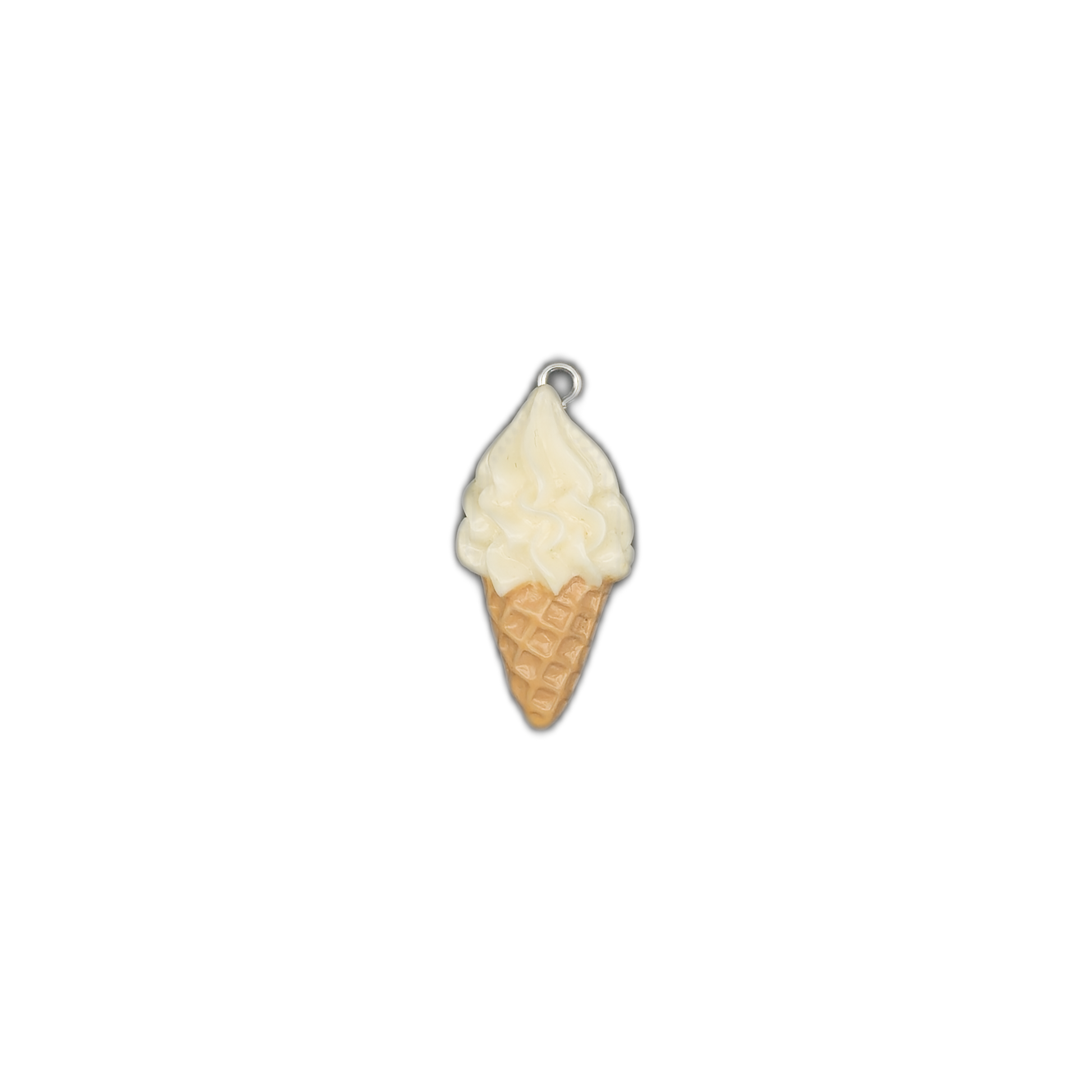 small ice cream cone charm centered on a black background