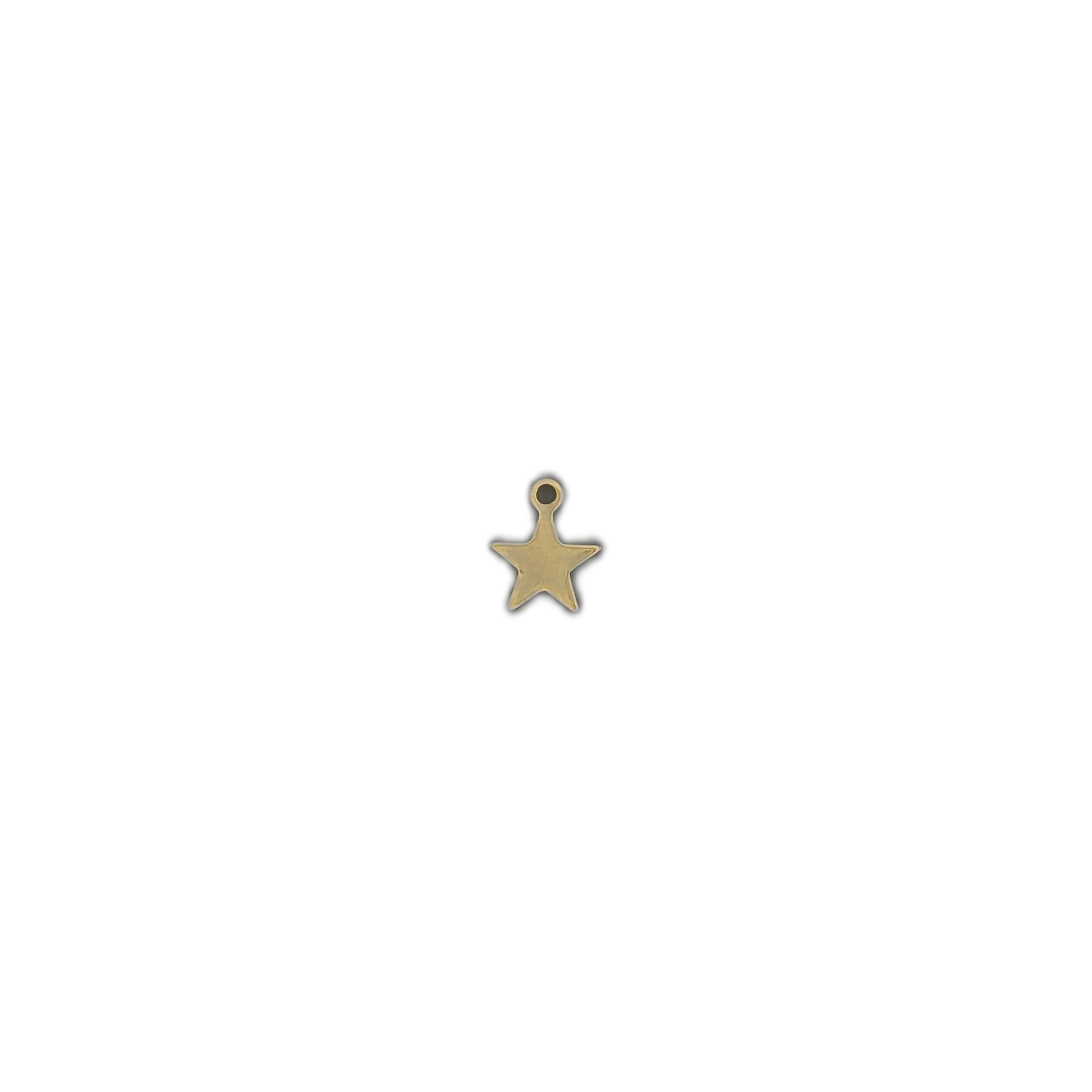 small gold star charm centered on a black background