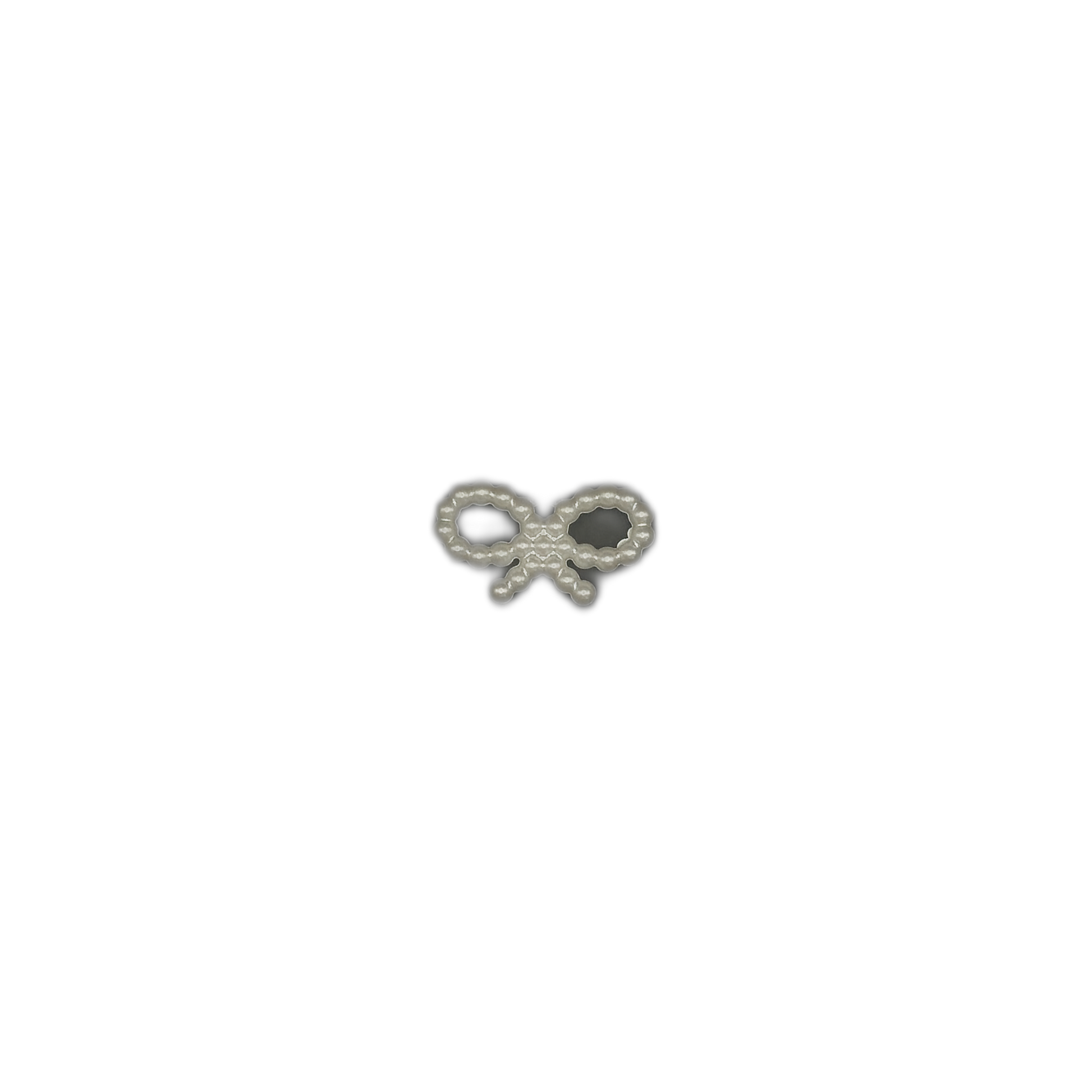 small pearl-bead bow charm centered on black background