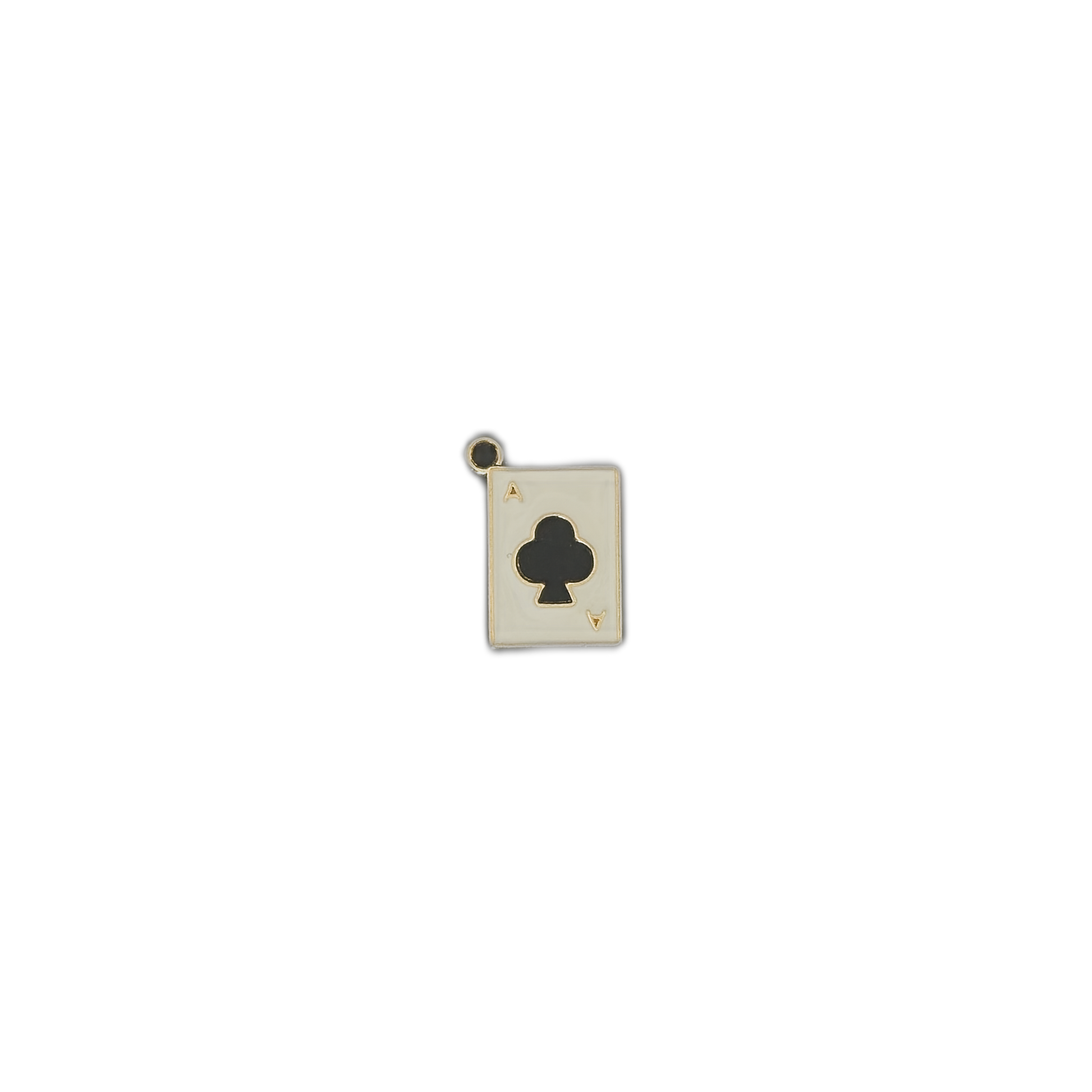 small ace of clubs playing card charm centered on black background