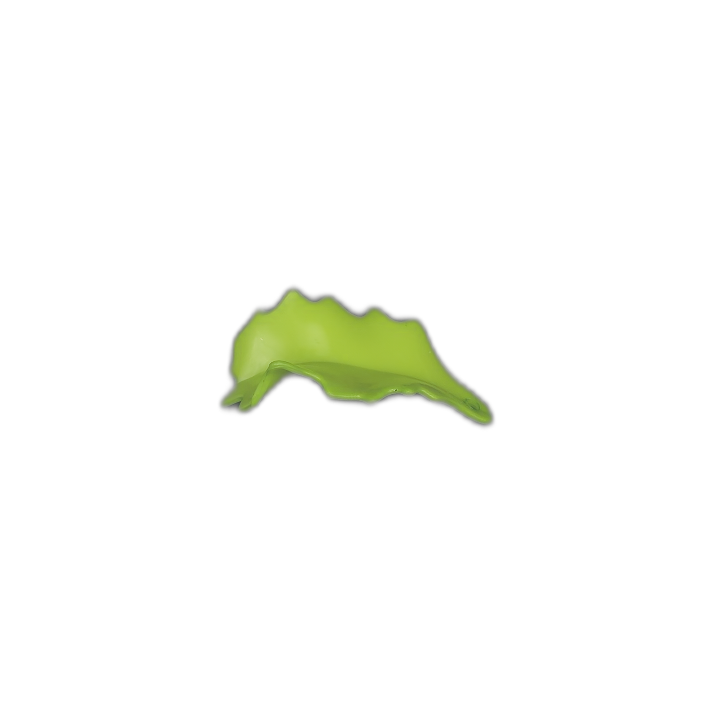 small green leaf-shaped charm centered on black background
