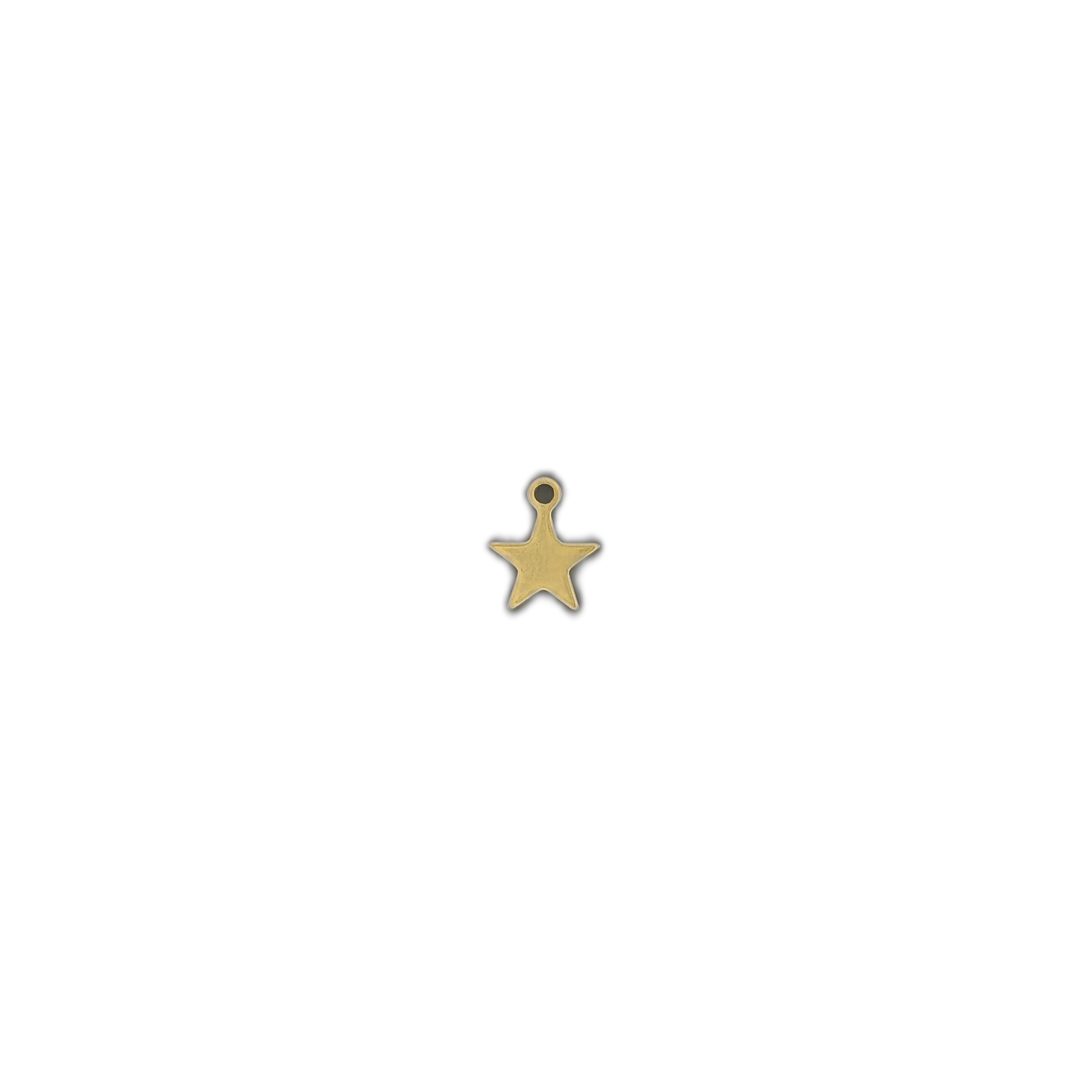 small gold star charm centered on a black background