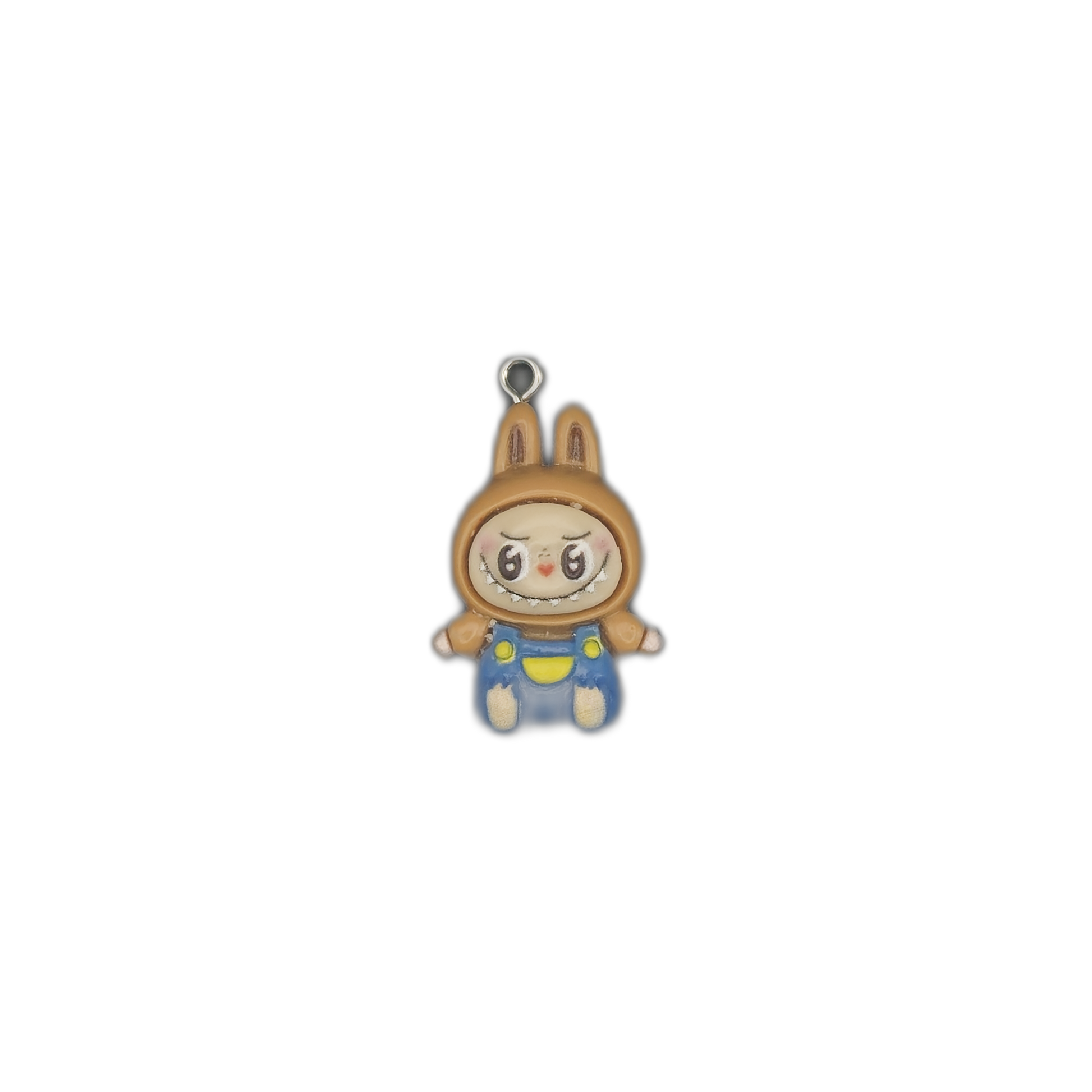 full view of bunny-hood character charm on black background