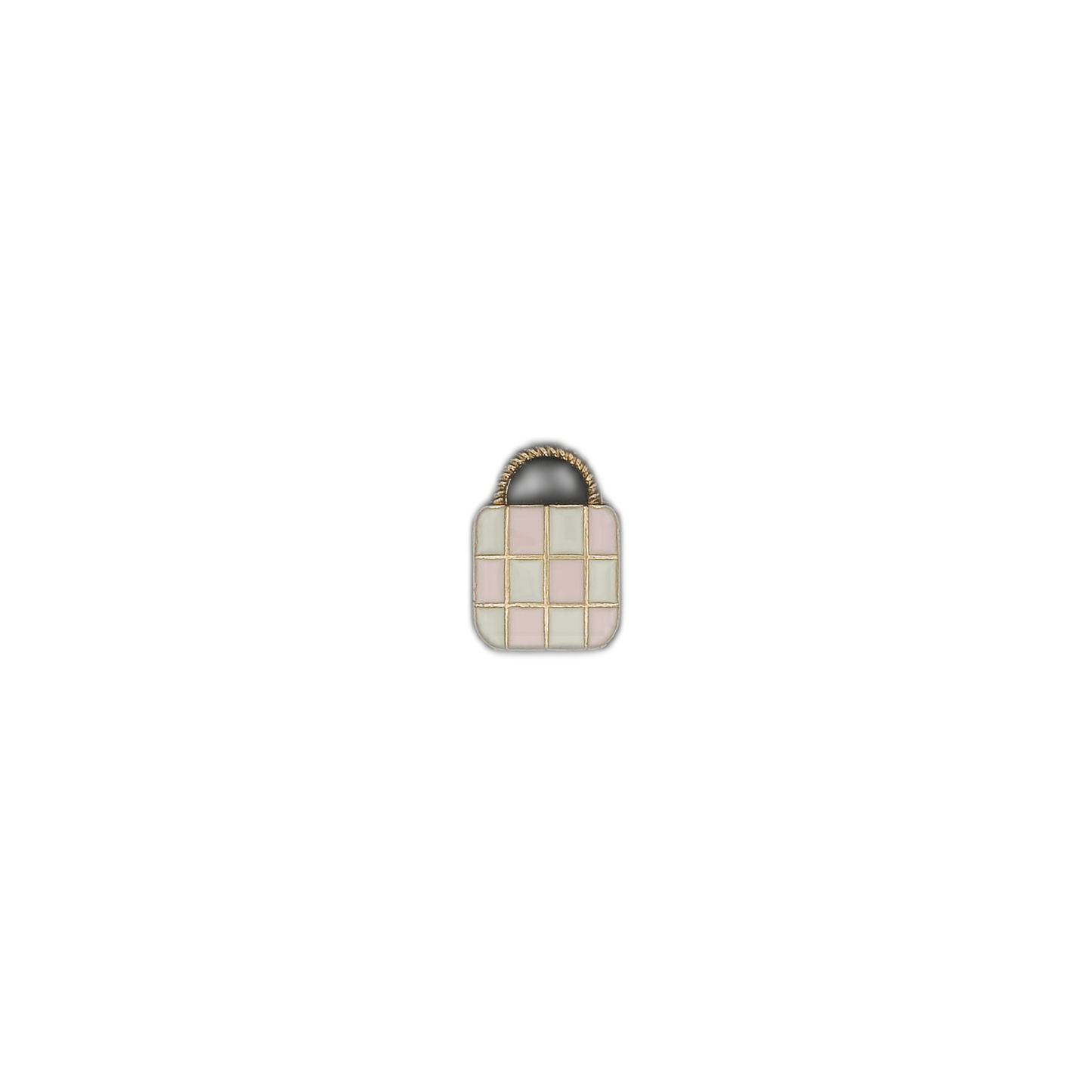 small handbag charm centered on black background