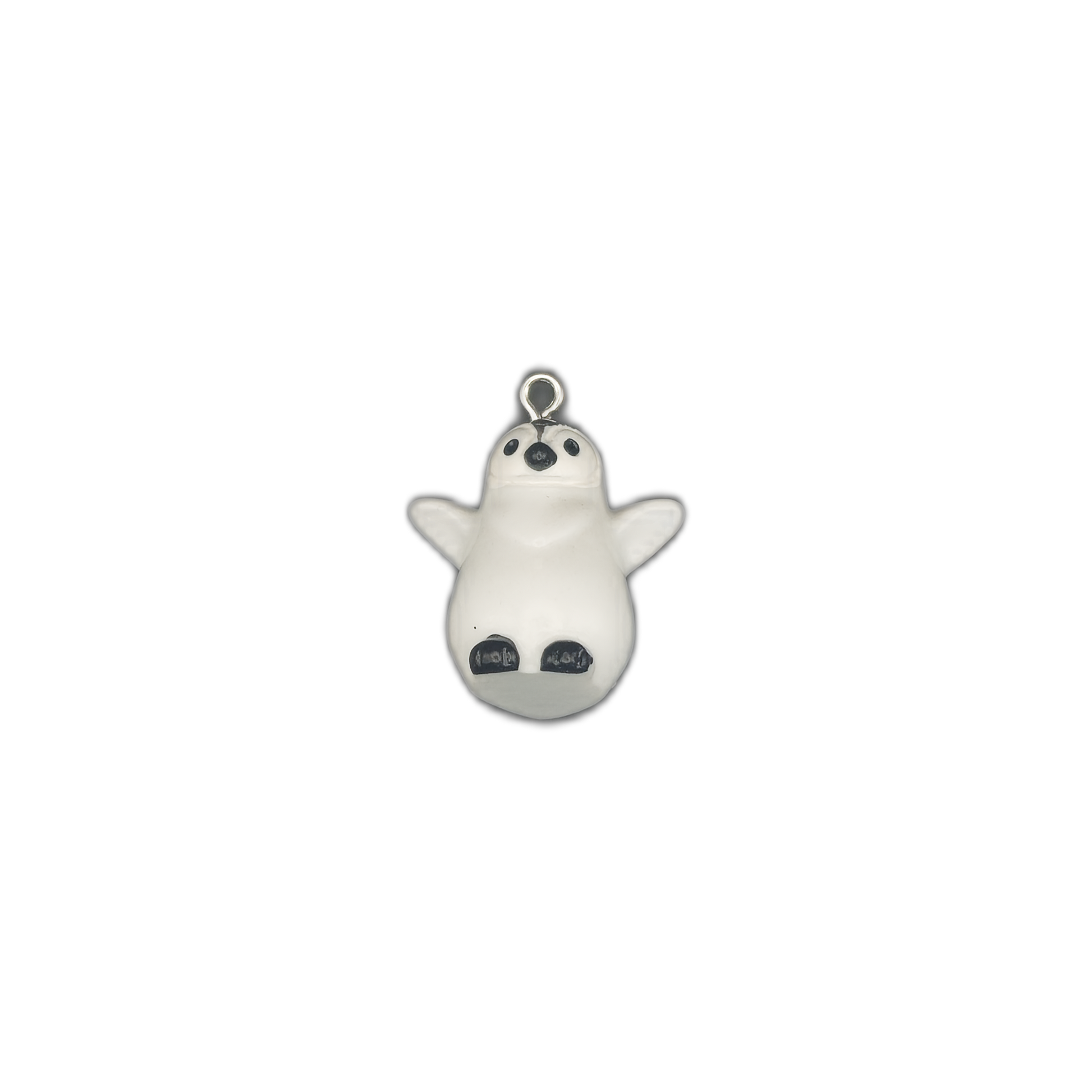 small penguin chick charm centered on a black background